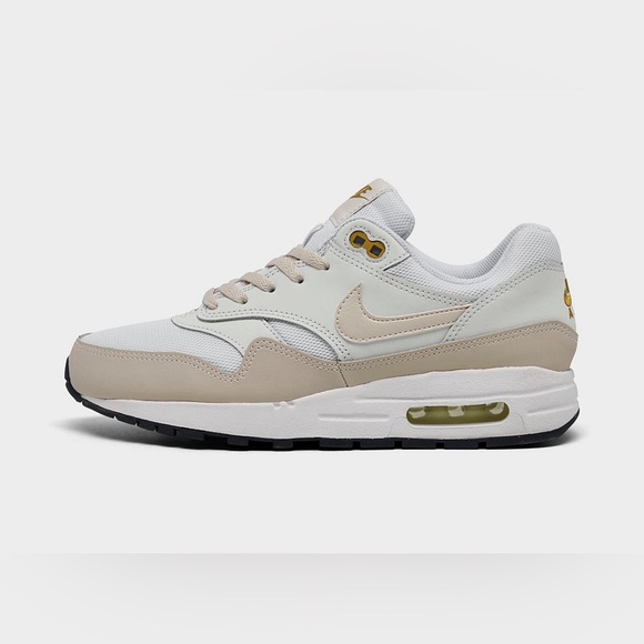 Nike Rtv Air Max 1 Shoes Youth Kids size 2 White/Lt Orewood Brn-Bronzine
